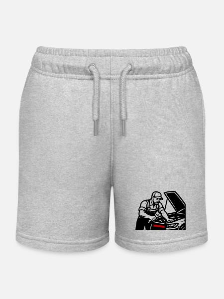 Mécanicien automobile - Short de jogging enfant bio Stanley/Stella - gris chiné