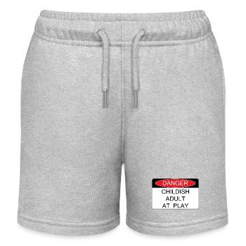 Adulte enfantin en train de jouer - Short de jogging enfant bio Stanley/Stella - gris chiné - Devant