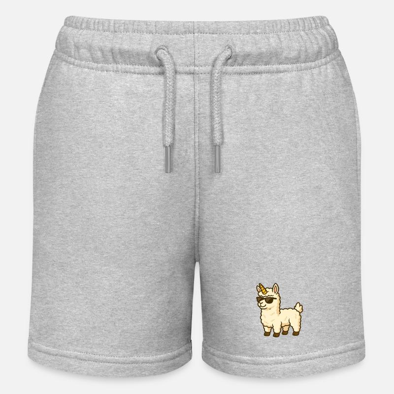 Alpaga cool avec corne de licorne - Short de jogging enfant bio Stanley/Stella - gris chiné