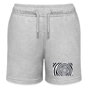 Hypnotic Spiral Monochrome - Kids Organic Sweat Shorts by Stanley/Stella - heather grey - Front