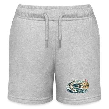 Nordseehecht Sprung am Küstenstrand - Kinder Organic Joggingshorts Mini Bolter von Stanley/Stella - Grau meliert - Vorne