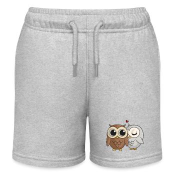 Verliebte Comic Eulen - Kinder Organic Joggingshorts Mini Bolter von Stanley/Stella - Grau meliert - Vorne