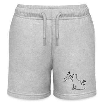 Silhouette Katzengrafik Lustige High Five Katzenbesitzer - Kinder Organic Joggingshorts Mini Bolter von Stanley/Stella - Grau meliert - Vorne