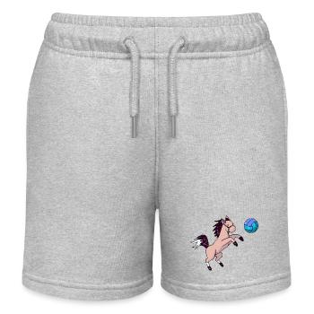 Cute horse playing volleyball and jumping grunge - Kids Organic Sweat Shorts by Stanley/Stella - heather grey - Front