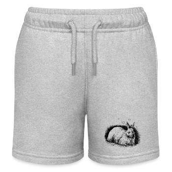 Retro Bunny with Hearts Black - Kids Organic Sweat Shorts by Stanley/Stella - heather grey - Front