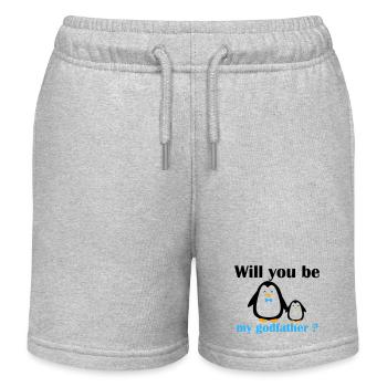 Do you want to be my godfather? - Cute penguin design - Kids Organic Sweat Shorts by Stanley/Stella - heather grey - Front