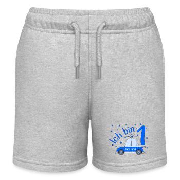 Polizeiauto Ich bin 1 Geburtstag Blau - Kinder Organic Joggingshorts Mini Bolter von Stanley/Stella - Grau meliert - Vorne