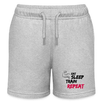 Eat Sleep Train Repeat - Kids Organic Sweat Shorts by Stanley/Stella - heather grey - Front