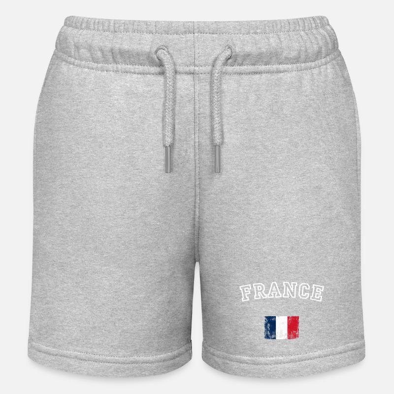 Drapeau de la France Pinceau Graphique - Short de jogging enfant bio Stanley/Stella - gris chiné