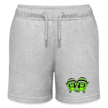 2 Frösche Reggae Musik Rasta Haare Mütze Jamaika - Kinder Organic Joggingshorts Mini Bolter von Stanley/Stella - Grau meliert - Vorne
