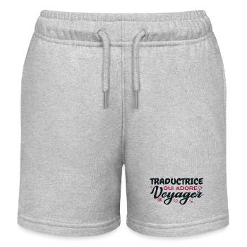 Globe-trotting translator with a passion for travel - Kids Organic Sweat Shorts by Stanley/Stella - heather grey - Front