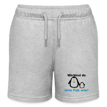 Willst du mein Pate sein? – Süßes Pinguin-Design - Kinder Organic Joggingshorts Mini Bolter von Stanley/Stella - Grau meliert - Vorne