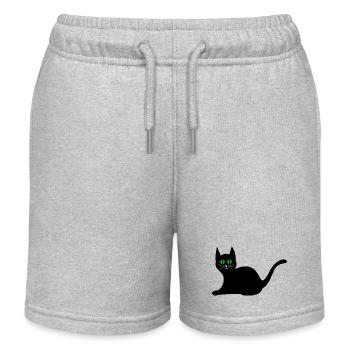 black cat - Kids Organic Sweat Shorts by Stanley/Stella - heather grey - Front