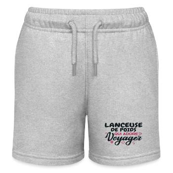Globetrotting shot putter, passionate about vo - Kids Organic Sweat Shorts by Stanley/Stella - heather grey - Front