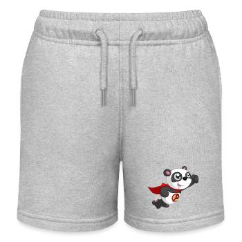 Panda super-héros - Short de jogging enfant bio Stanley/Stella - gris chiné - Devant