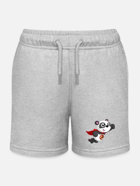 Superhero Panda - Stanley/Stella børne sweatshorts økologisk - grå meleret