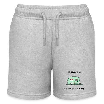 JE PEUX PAS. VACANCES. VIVE LES VACANCES. VACANCES - Short de jogging enfant bio Stanley/Stella - gris chiné - Devant