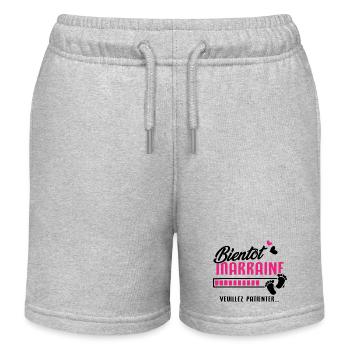 Bientôt marraine veuillez patienter - Short de jogging enfant bio Stanley/Stella - gris chiné - Devant