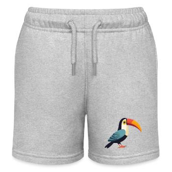 Minimalist Toucan - Bird of Paradise Design - Kids Organic Sweat Shorts by Stanley/Stella - heather grey - Front