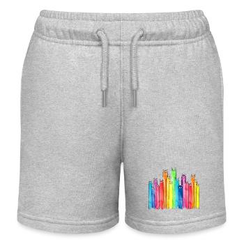 Funny Characters with Horns (Colorful, Rainbow) - Kids Organic Sweat Shorts by Stanley/Stella - heather grey - Front