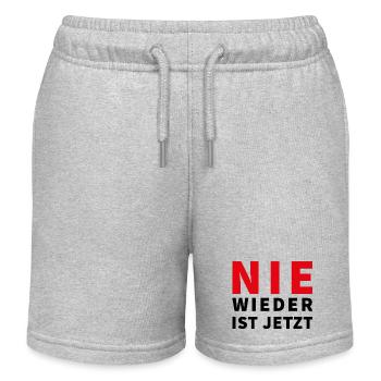 Nie wieder ist jetzt Spruch - Kinder Organic Joggingshorts Mini Bolter von Stanley/Stella - Grau meliert - Vorne