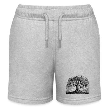 Bonsaï arbre forestier noir blanc - Short de jogging enfant bio Stanley/Stella - gris chiné - Devant