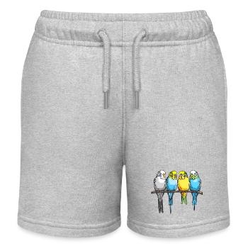 Perruche, perruches sur un perchoir - Short de jogging enfant bio Stanley/Stella - gris chiné - Devant