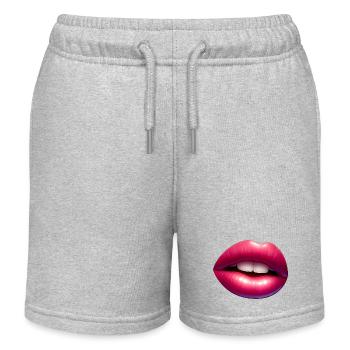 Zunge - Rosa Lippen - Charmante Süße - Kinder Organic Joggingshorts Mini Bolter von Stanley/Stella - Grau meliert - Vorne