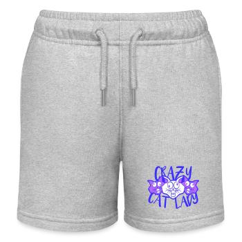 Crazy Cat Lady Text Wahnsinnige Frau Katzen Liebe - Kinder Organic Joggingshorts Mini Bolter von Stanley/Stella - Grau meliert - Vorne