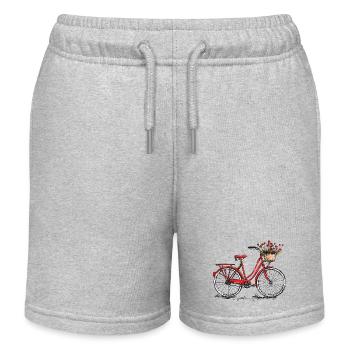 Vélo avec panier de fleurs - Short de jogging enfant bio Stanley/Stella - gris chiné - Devant