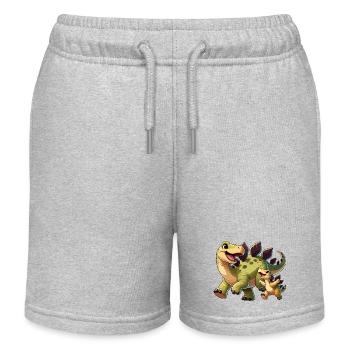 Stegosaurus mother and child - Kids Organic Sweat Shorts by Stanley/Stella - heather grey - Front