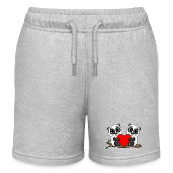 Panda's Heart Panda - Kids Organic Sweat Shorts by Stanley/Stella - heather grey - Front