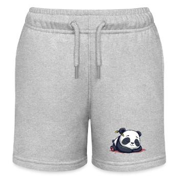 Niedliche Karikatur eines schlafenden Pandas - Entzückendes Design - Kinder Organic Joggingshorts Mini Bolter von Stanley/Stella - Grau meliert - Vorne