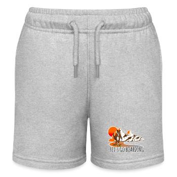 Die Longboard Katze skatet in den Sonnenuntergang - Kinder Organic Joggingshorts Mini Bolter von Stanley/Stella - Grau meliert - Vorne