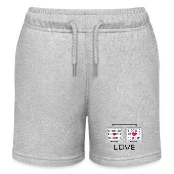 Binary Heart Duo - Kids Organic Sweat Shorts by Stanley/Stella - heather grey - Front