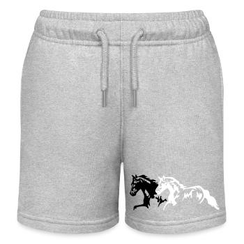 Horses stallion - mare - foal - Kids Organic Sweat Shorts by Stanley/Stella - heather grey - Front