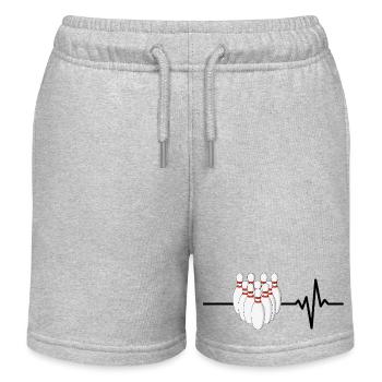 Bowling ist mein Leben, Herzschlag, Strike - Kinder Organic Joggingshorts Mini Bolter von Stanley/Stella - Grau meliert - Vorne