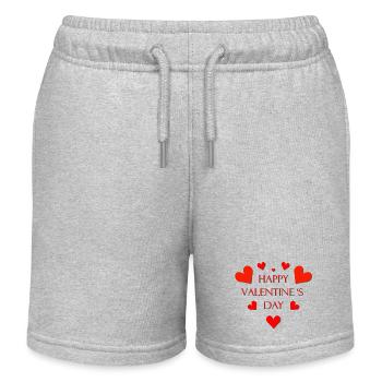 Valentine's Day Hearts Red Valentine - Kids Organic Sweat Shorts by Stanley/Stella - heather grey - Front