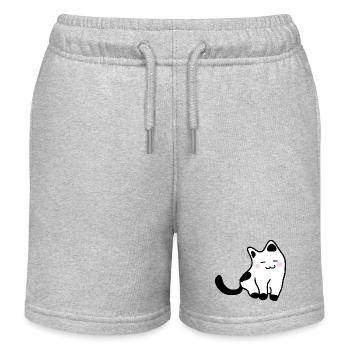 White kitten - Kids Organic Sweat Shorts by Stanley/Stella - heather grey - Front