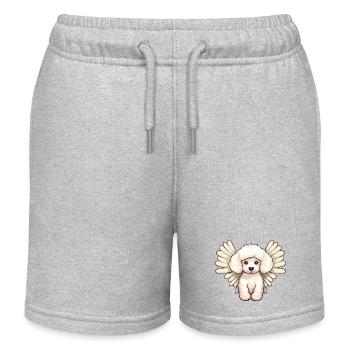 Doux caniche blanc avec des ailes d'ange - - Short de jogging enfant bio Stanley/Stella - gris chiné - Devant