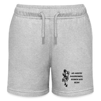Wo Andere rausrennen, rennen wir rein! - Motiv - Kinder Organic Joggingshorts Mini Bolter von Stanley/Stella - Grau meliert - Vorne