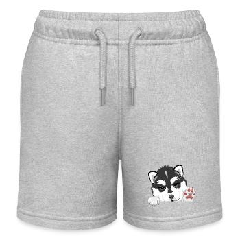 Willkommener lugender Husky-Welpe - Kinder Organic Joggingshorts Mini Bolter von Stanley/Stella - Grau meliert - Vorne