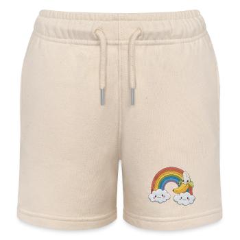 Benny Banana in Rainbow Land - Kids Organic Sweat Shorts by Stanley/Stella - soft Ecru - Front