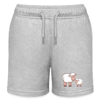 Kuschelige Schaffamilie Cartoon - Kinder Organic Joggingshorts Mini Bolter von Stanley/Stella - Grau meliert - Vorne