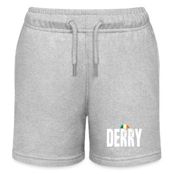 Derry Ireland Distressed Wordmark - Kids Organic Sweat Shorts by Stanley/Stella - heather grey - Front
