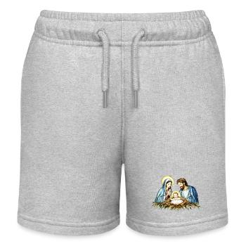 Pull de Noël Noël à la Crèche Jésus - Short de jogging enfant bio Stanley/Stella - gris chiné - Devant