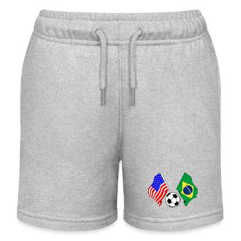 Football Brazil vs USA - Kids Organic Sweat Shorts by Stanley/Stella - heather grey - Front