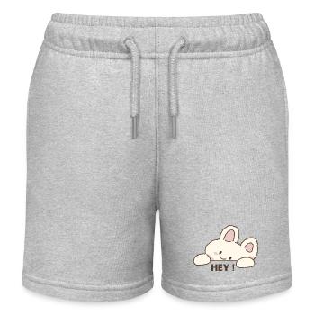 Kuschelbunny Hey – Niedliche Cartoon Botschaft - Kinder Organic Joggingshorts Mini Bolter von Stanley/Stella - Grau meliert - Vorne