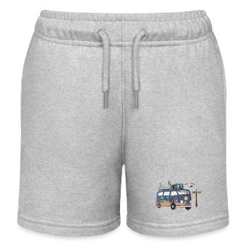 Vacances de camping en Vanlife avec motif de camping-campeur croatie - Short de jogging enfant bio Stanley/Stella - gris chiné - Devant