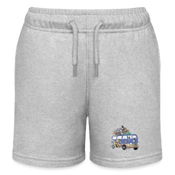 Hippie Camper Motiv Vanlife Camping Retro - Kinder Organic Joggingshorts Mini Bolter von Stanley/Stella - Grau meliert - Vorne